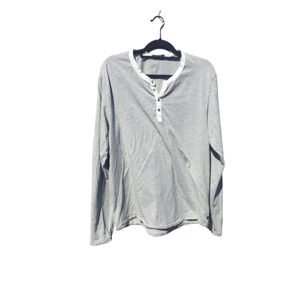 Scotch & Soda long sleeve shirt womens XL gray button‎ henley minimalist cotton